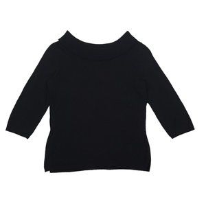 Rafaella Cotton Sweater Womens Size M Petite Round Neck Top Black